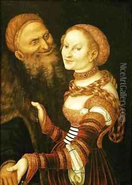 The Courtesan and the Old Man Oil Painting - Lucas The Elder Cranach