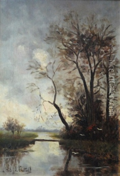 At The Water Oil Painting - Fredericus Jacobus Van Rossum Du Chattel