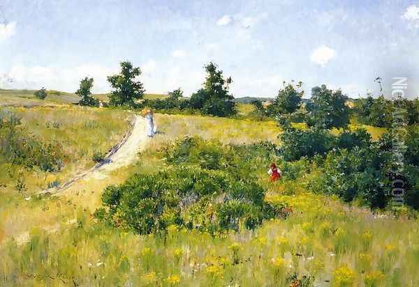 Shinnecock Landscape with Figures Oil Painting - William Merritt Chase