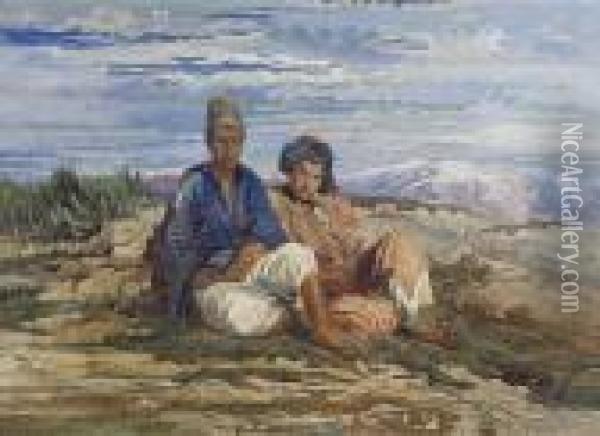 Two Figures At Rest, Turkey Oil Painting - William James Muller