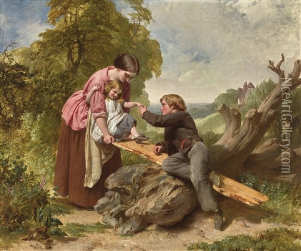 The Seesaw Oil Painting - Henry Lejeune
