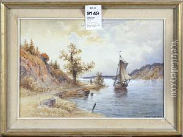 Landskap, Signerad H Muller 1899 Oil Painting - Herman Muller