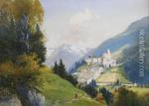 Blick Auf Schloss Taufers In Sudtirol Oil Painting - Willy Moralt