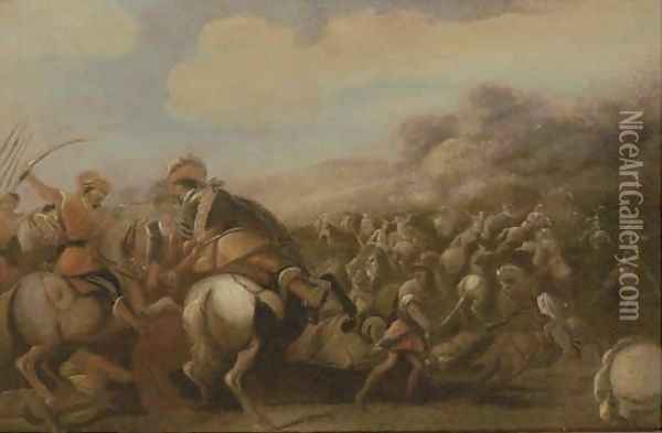 A cavalry skirmish 2 Oil Painting - Aniello Falcone