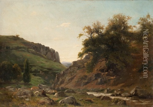 Landschaft Mit Hirtin Oil Painting - Marcelin De Groiseilliez
