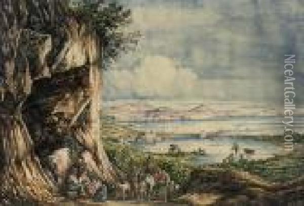 Shepherds On The Italian Coast Oil Painting - Consalvo Carelli