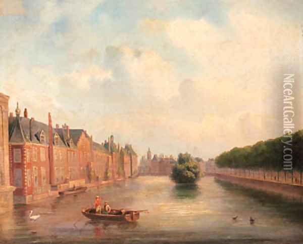 The Hofvijver, The Hague Oil Painting - Carl Eduard Ahrendts