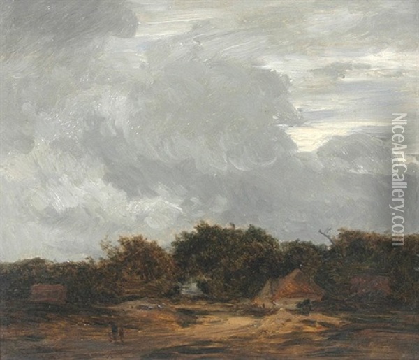 Gewitterstimmung Uber Hollandischer Landschaft Mit Bauerkaten (after J. Ruysdael) Oil Painting - Philipp Roeth