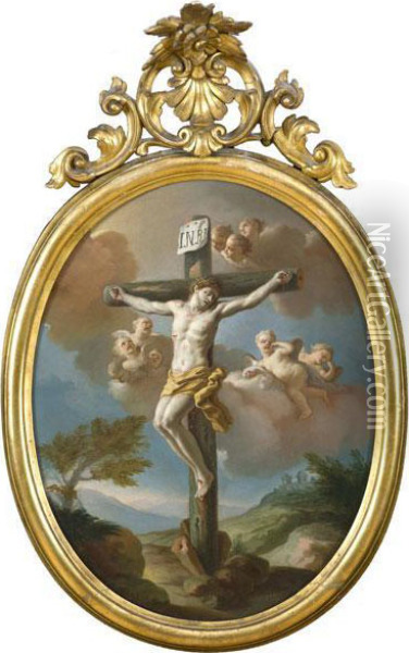 Paesaggio Con Cristo Crocifisso Oil Painting - Francesco de Mura