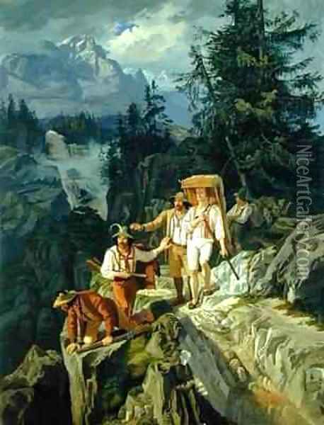 Tirolese Smugglers Oil Painting - Jacob Gensler