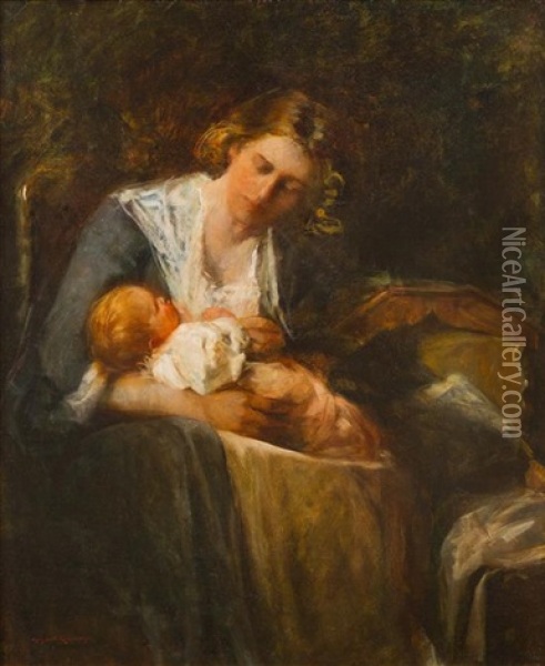 Mother And Child Oil Painting - Mary Curtis Richardson