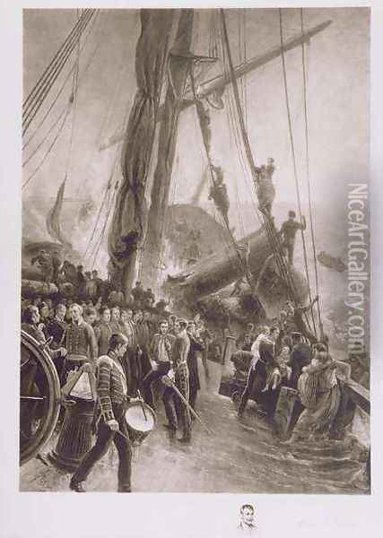 The Wreck of HMS Birkenhead off the Cape of Good Hope on 26 Feb 1852 Oil Painting - Thomas Marie Madawaska Hemy