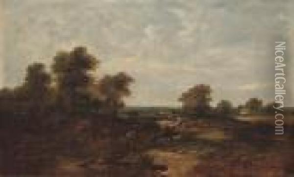 A Figure In An Extensive Landscape Oil Painting - Edward Robert Smythe
