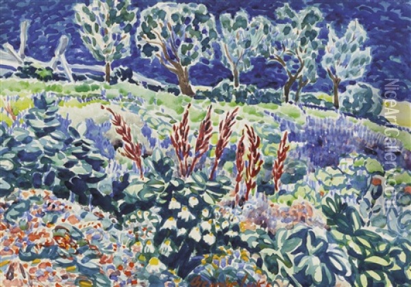 My Garden, Berk Hills Oil Painting - George Benjamin Luks