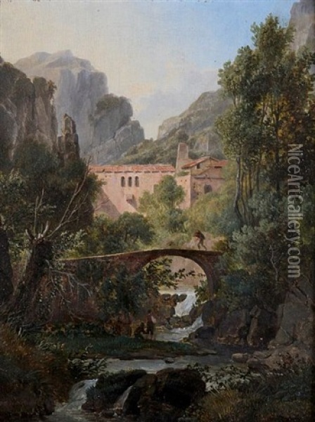 Mediterranean Landscape Oil Painting - Pierre Francois de Noter