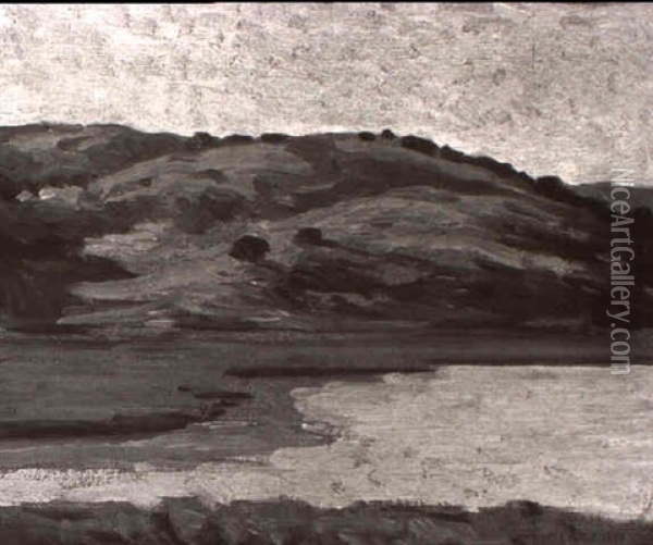 View Of Lake And Rolling Hills Oil Painting - Gottardo Piazzoni