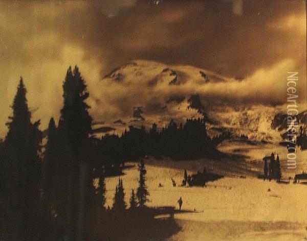 Mt. Rainier, Washington Oil Painting - Asahel Curtis