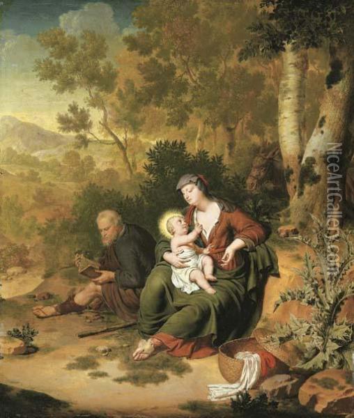The Rest On The Flight Into Egypt Oil Painting - Willem van Mieris