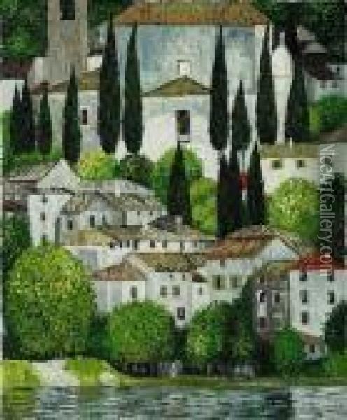 Kirche In Cassone, Church In Cassone (landscape With Cypress) Oil Painting - Gustav Klimt