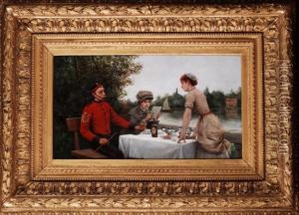 Im Gartenrestaurant Oil Painting - Maurice Poirson