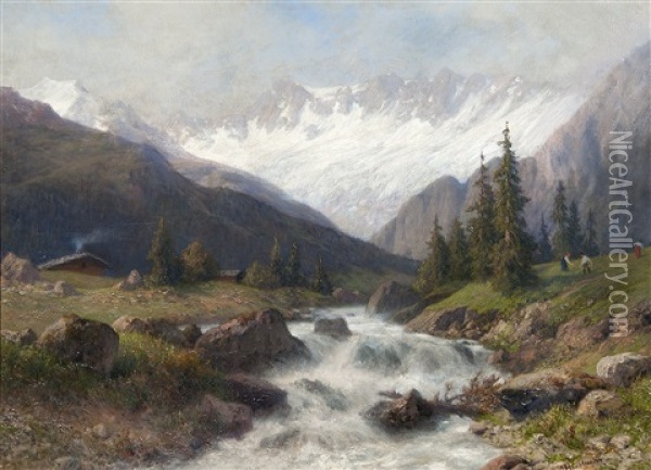 Mountain Spring Oil Painting - Michael Haubtmann