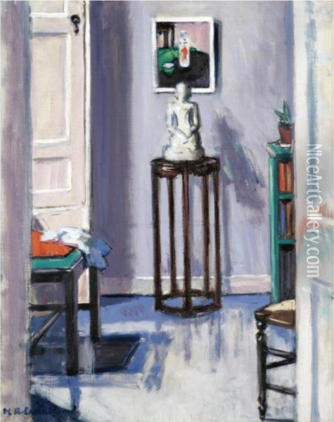 Interior With A Buddha Oil Painting - Francis Campbell Boileau Cadell