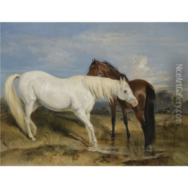 Portrait Of An Arab Mare With Her Foal Oil Painting - Sir Edwin Henry Landseer