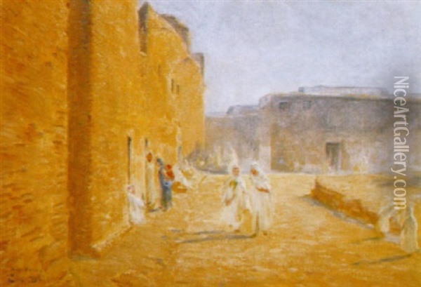 Rue Animee A Sidi-okba Oil Painting - Ernst Baillet