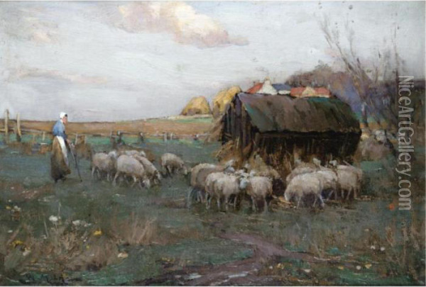 The Shepherdess; Wending Home Oil Painting - William Watt Milne