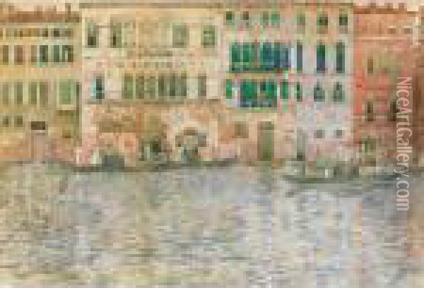Venetian Palaces On The Grand Canal Oil Painting - Maurice Brazil Prendergast