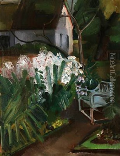 Scenery From The Artist's Garden Oil Painting - Astrid Holm