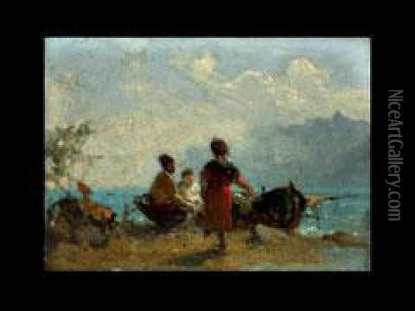 Kahn Am Ufer Eines Sees Oil Painting - Julius Noerr