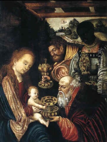 The Adoration Of The Magi Oil Painting - Lucas Cranach the Elder