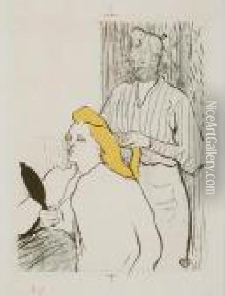Le Coiffeur-programme Du Theatre Libre Oil Painting - Henri De Toulouse-Lautrec