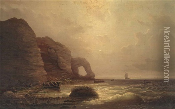 Schiffe Vor Einer Steilkuste Oil Painting - Gustav Rolle