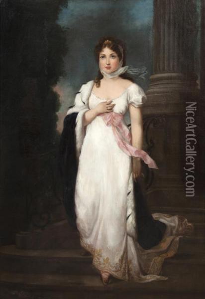Portrait Of Madame R. Oil Painting - Antoine Richter
