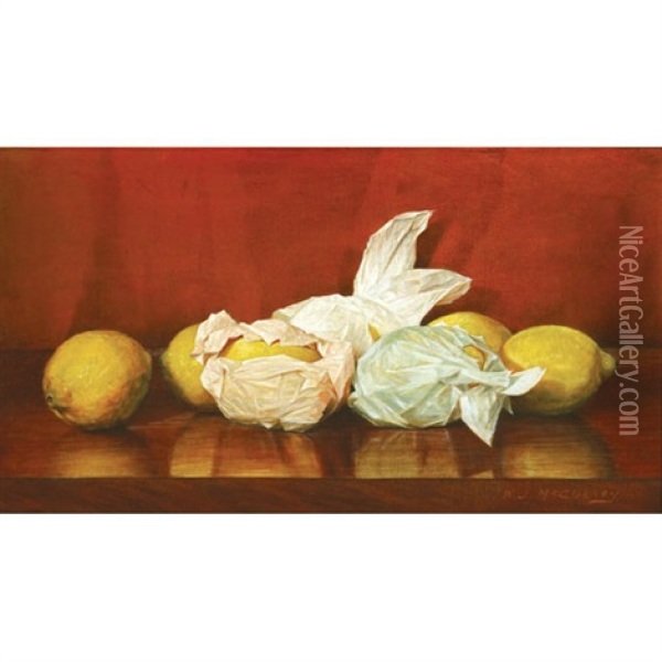 Wrapped Lemons Oil Painting - William J. McCloskey