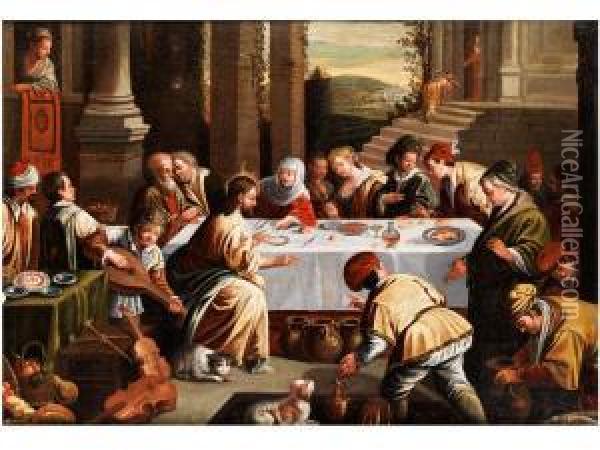 Christus Verwandelt Wasser Inwein Oil Painting - Jacopo Bassano (Jacopo da Ponte)