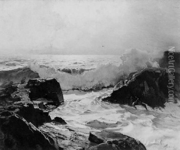 Crashing Waves Oil Painting - Frederick Judd Waugh