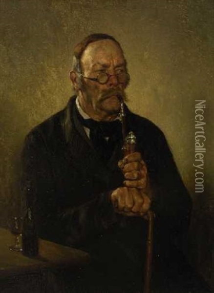 Alter Mann Mit Pfeife Oil Painting - Hugo Wilhelm Kauffmann