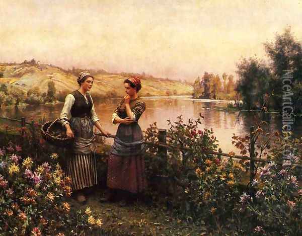 Stopping For Conversation Oil Painting - Daniel Ridgway Knight