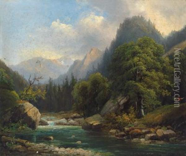 Motif From The Area Around Bad Ischl Oil Painting - Anton Bayer