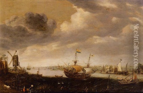 Veduta Del Porto Di Vlissingen Oil Painting - Cornelis Claesz van Wieringen