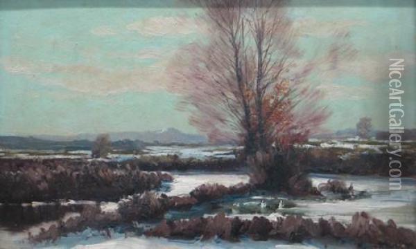 Winterlandschaftmit Park Oil Painting - Hans Klatt