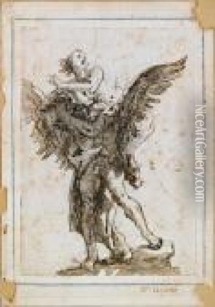Borea Rapisce Orizia Oil Painting - Giovanni Domenico Tiepolo