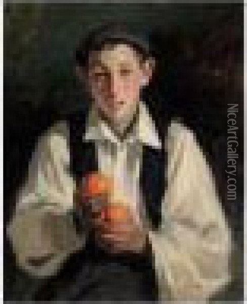 Nino Con Naranjas (boy With Oranges) Oil Painting - Julio Vila y Prades