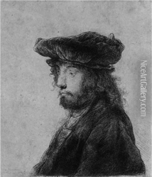 The Fourth Oriental Head (b., Holl. 289; H. 134; Bb. 35-5) Oil Painting - Rembrandt Van Rijn