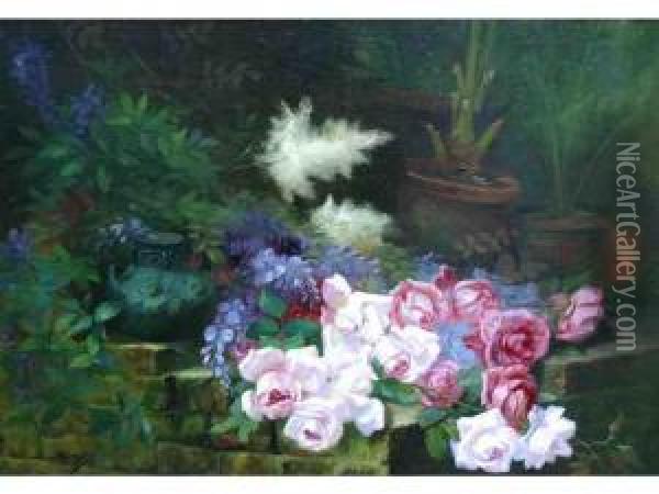 Jetee De Fleurs Oil Painting - Edward Van Rijswijck
