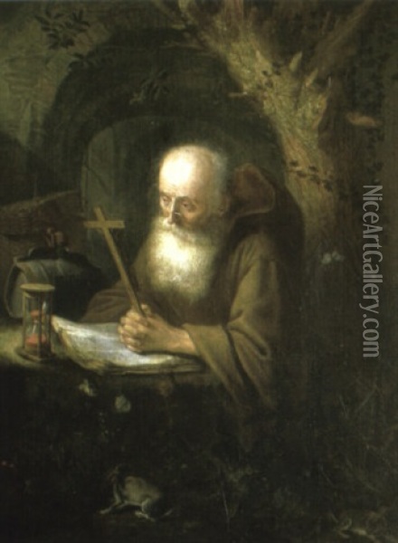 A Hermit Saint At Prayer Oil Painting - Gerrit Dou