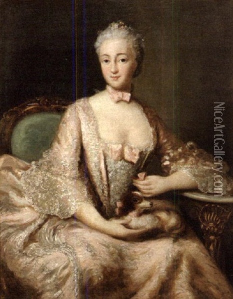 Portrait Of French Eighteenth Century Woman (madame Pompadour?) Oil Painting - Jean Marc Nattier